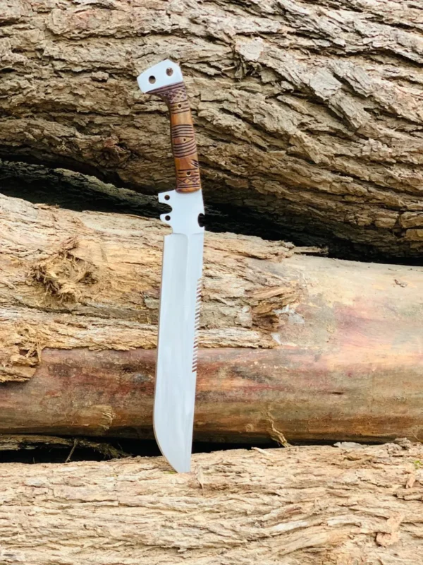 Hand Forged 5160 Steel Machete Knife, Rosewood Handle & Leather Sheath