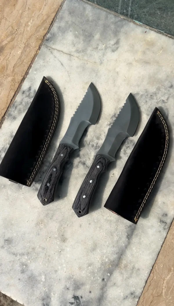 Handmade Tracker Knife, Hunting Knife In Pair, Camping, Survival Knives With Leather Sheath