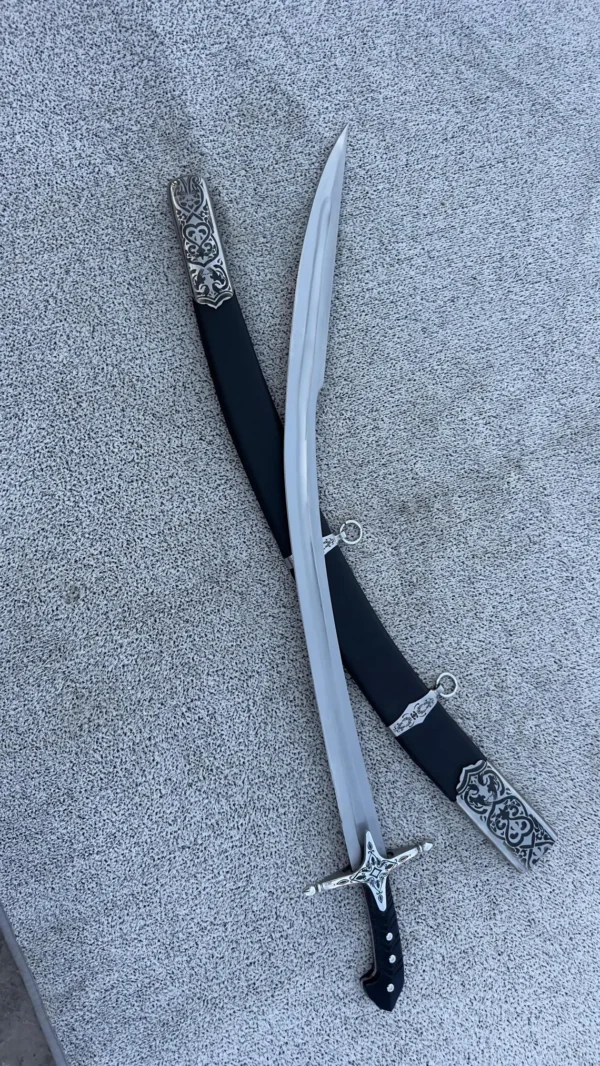 Handmade High Carbon Steel Ottoman Karabela Sword: Islamic Shamshir with Leather Sheath