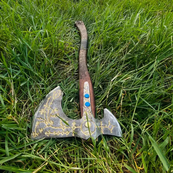 Leviathan Axe Metal 9.11lb Kratos Axe High Carbon Steel Blade with Glow-in-the-Dark-Runes